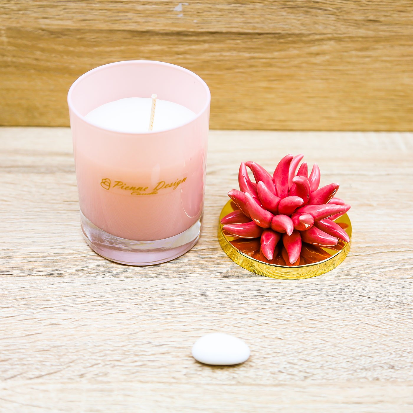 Candela Profumata con Riccio Rosa Pienne Design