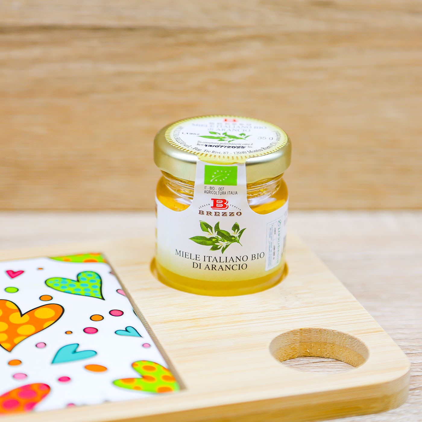 Tagliere con Cuoricini e Miele Cuore Matto