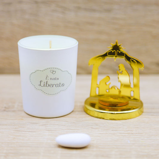 Candela con Sacra Famiglia e Personalizzazione