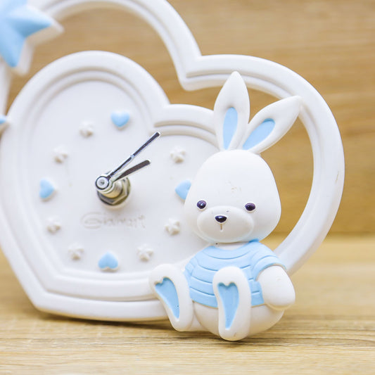 Orologio Cuore con Coniglietto Celeste Giovinarte