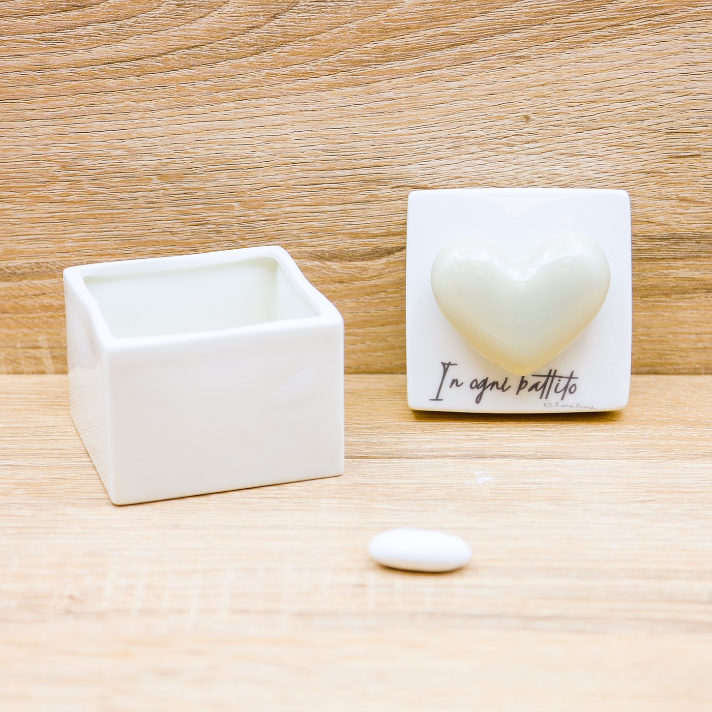 Scatola Piccola Cuore Tortora "In ogni Battito" Claraluna