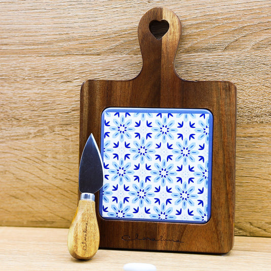 Tagliere Acacia con Maioliche Claraluna