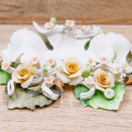 Portacandele Fiore Linea Rose Porcellana di Capodimonte