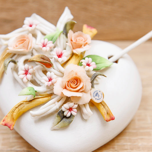 Profumatore Cuore Piccolo Linea Rose Porcellana di Capodimonte