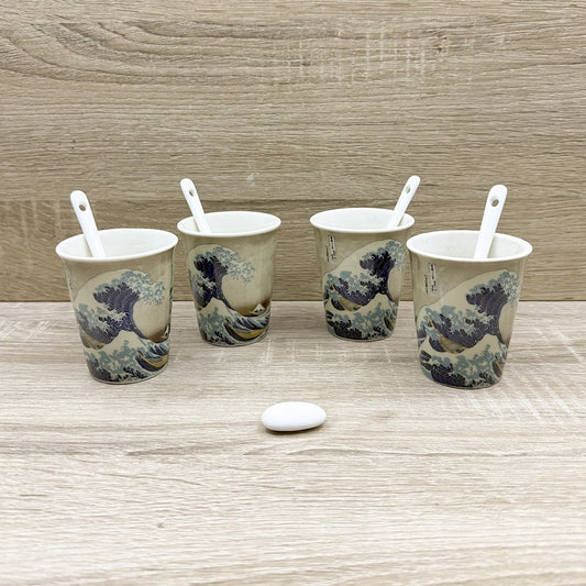 Set Tazzine "La grande onda di Kanagawa" di Hokusai Enesco