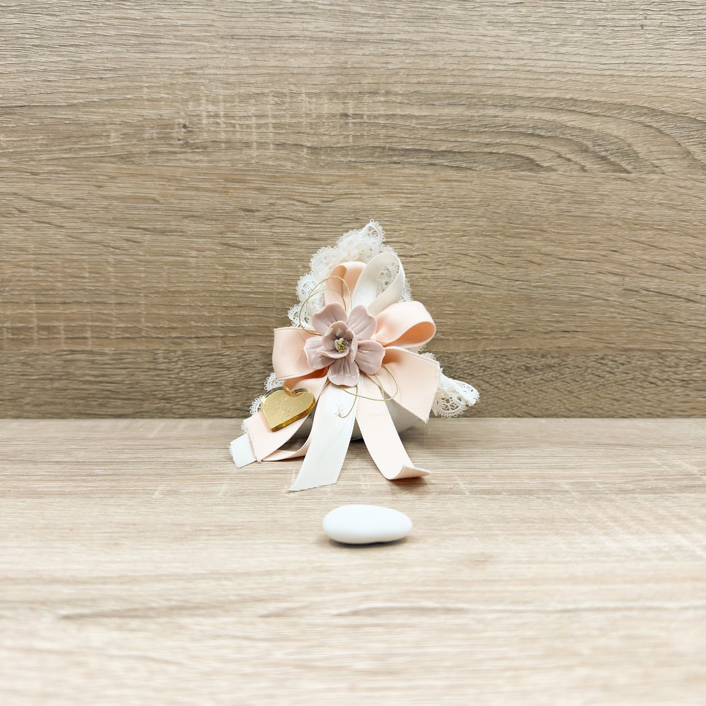 Sacchetto Centrino Con Fiore In Capodimonte Orchidea Bomboniere