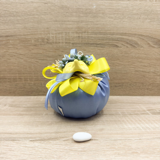 Sacchetto Puffo Con Fiori E Con Maschera Pulcinella Orchidea Bomboniere
