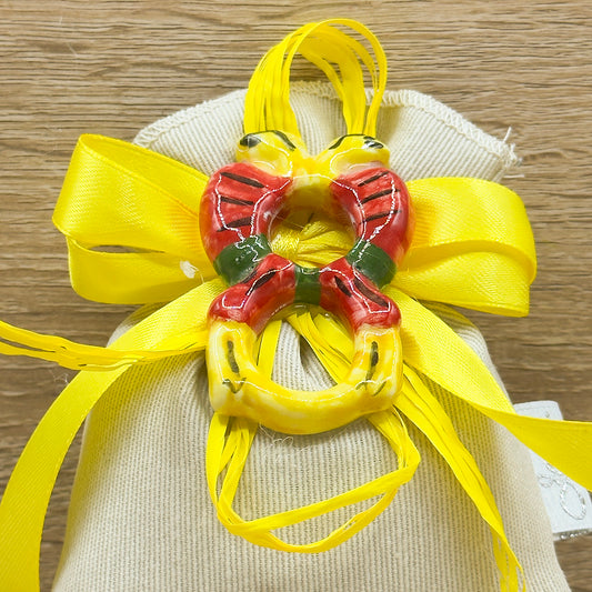 Sacchetto In Juta Con Asso Di Denaro Orchidea Bomboniere