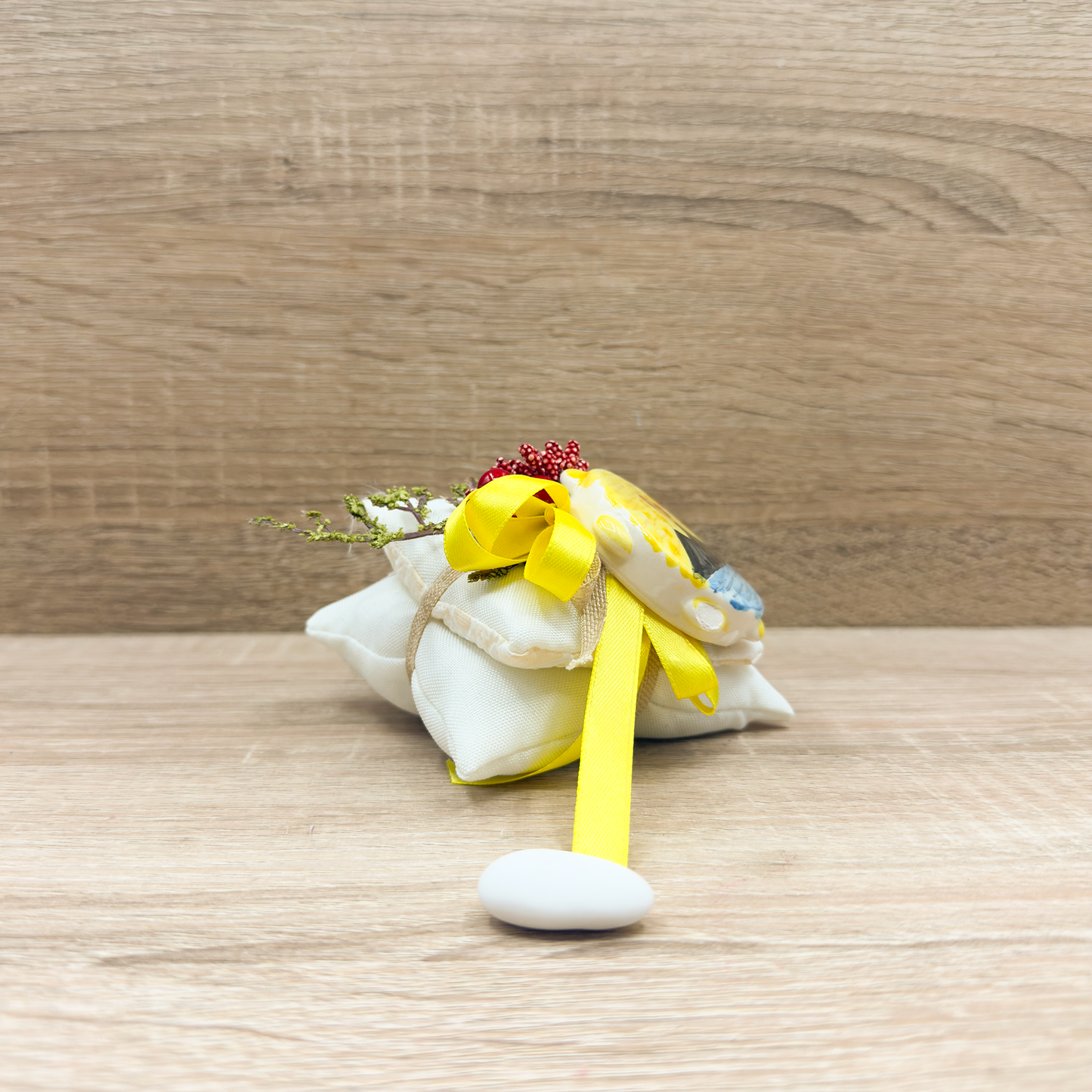 Sacchetto Doppio Cuscino Con Tamburello Vesuvio Orchidea Bomboniere