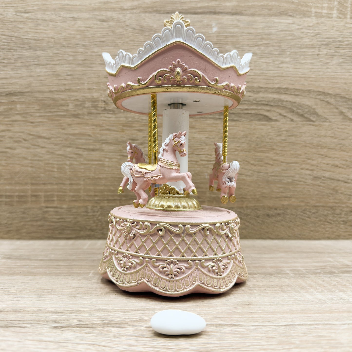 Carillon Giostra Con Cavalli Rosa Mandorle by Paben