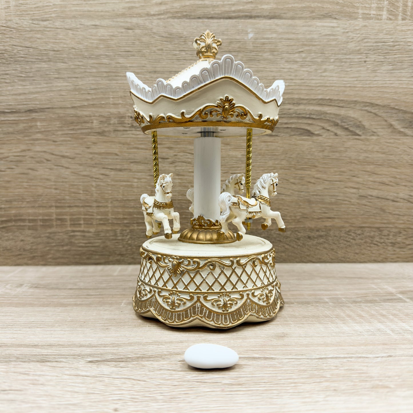 Carillon Giostra Con Cavalli Bianco Mandorle by Paben