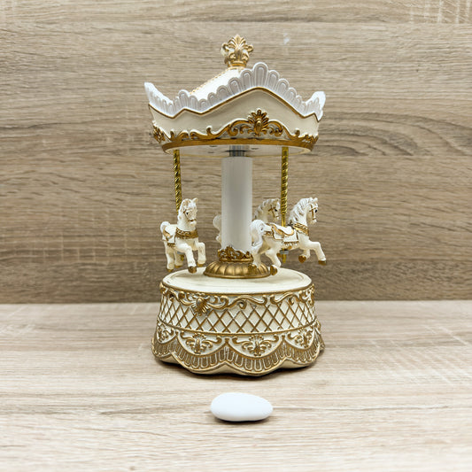 Carillon Giostra Con Cavalli Bianco Mandorle by Paben