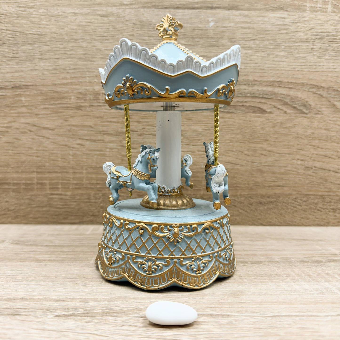 Carillon Giostra Con Cavalli Azzurro Mandorle by Paben
