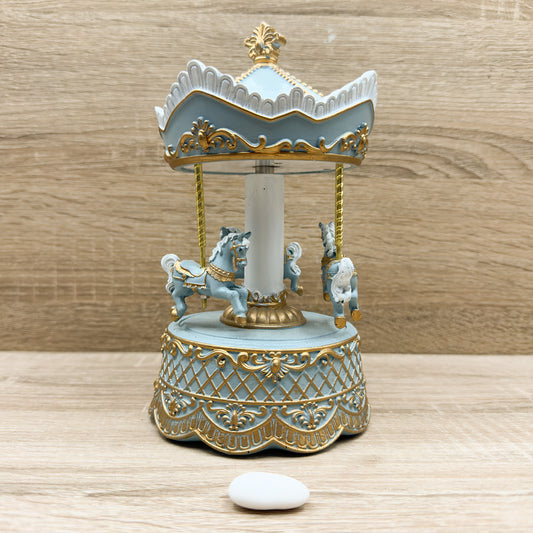 Carillon Giostra Con Cavalli Azzurro Mandorle by Paben