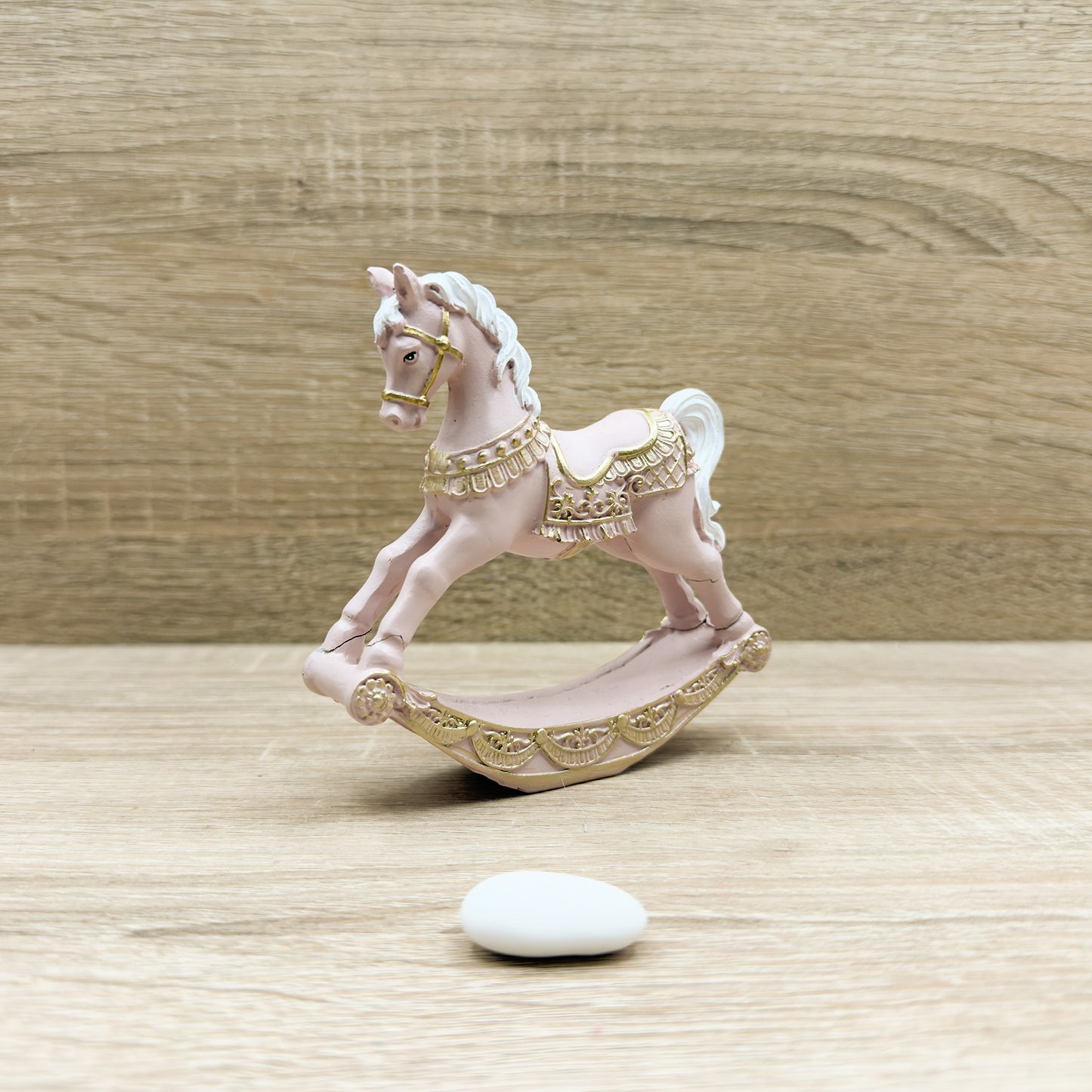 Cavallo A Dondolo Rosa Piccolo Mandorle by Paben