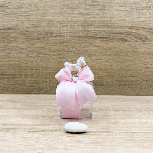 Scatolina Portaconfetti Cavallino Rosa Orchidea Bomboniere