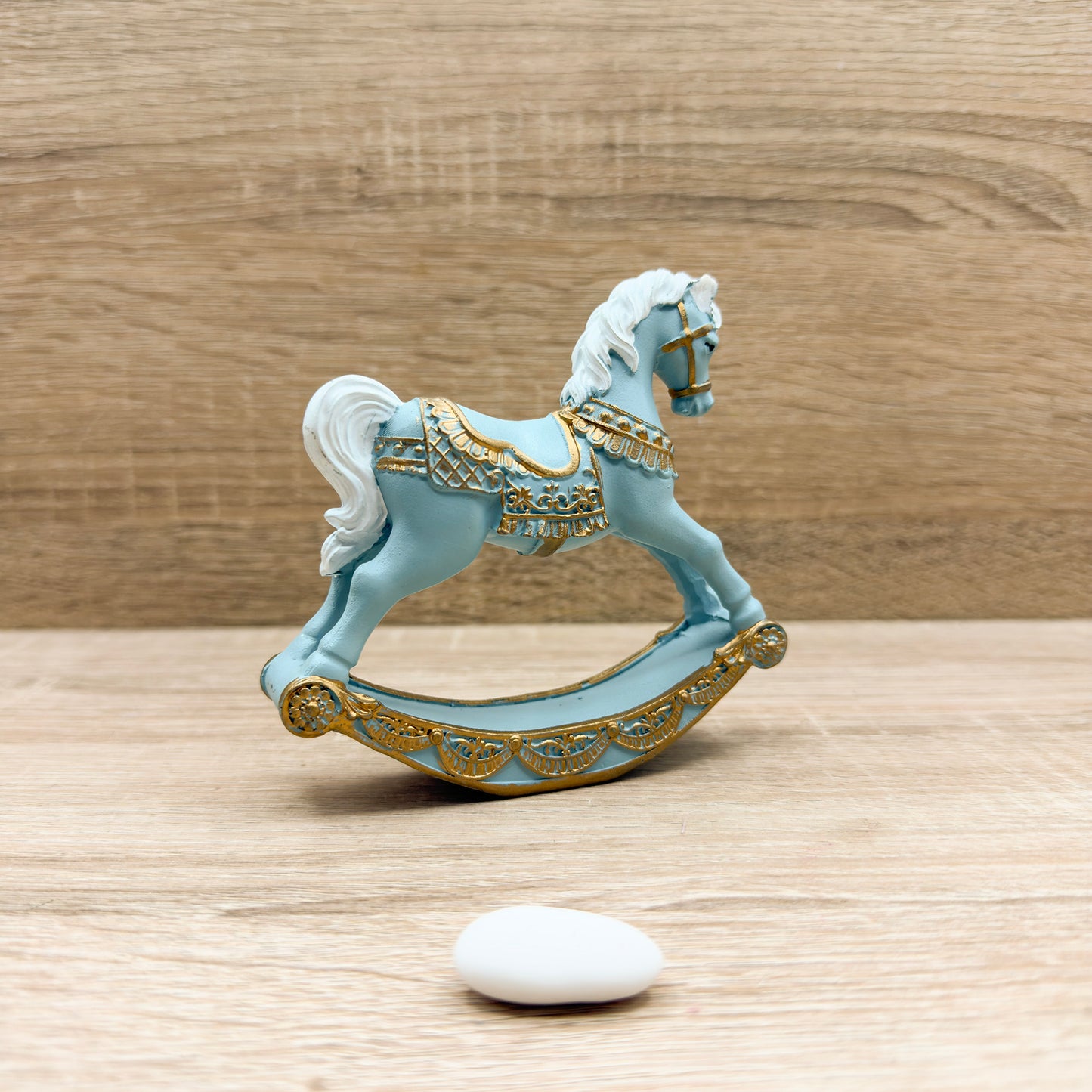 Cavallo A Dondolo Azzurro Piccolo Mandorle by Paben