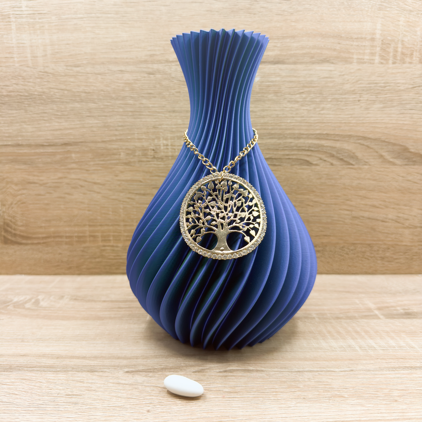 Vaso In Polimero Blu Con Effetto Plissettato Madrhelen