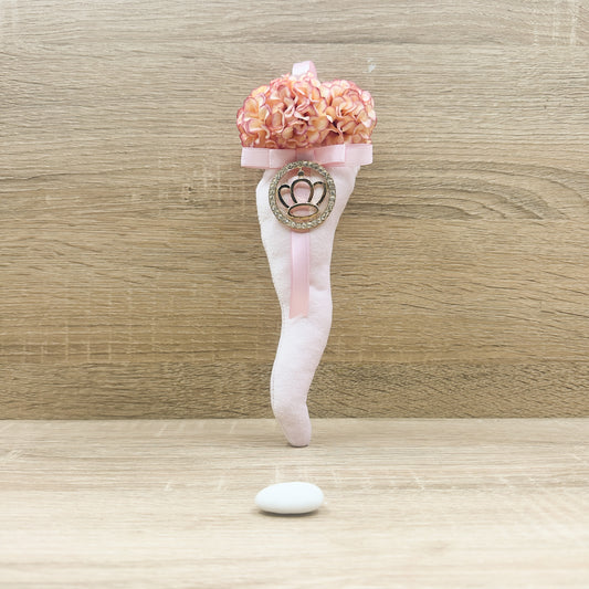 Corno Velluto Rosa Con Corona Linea Fortuna Orchidea Bomboniere