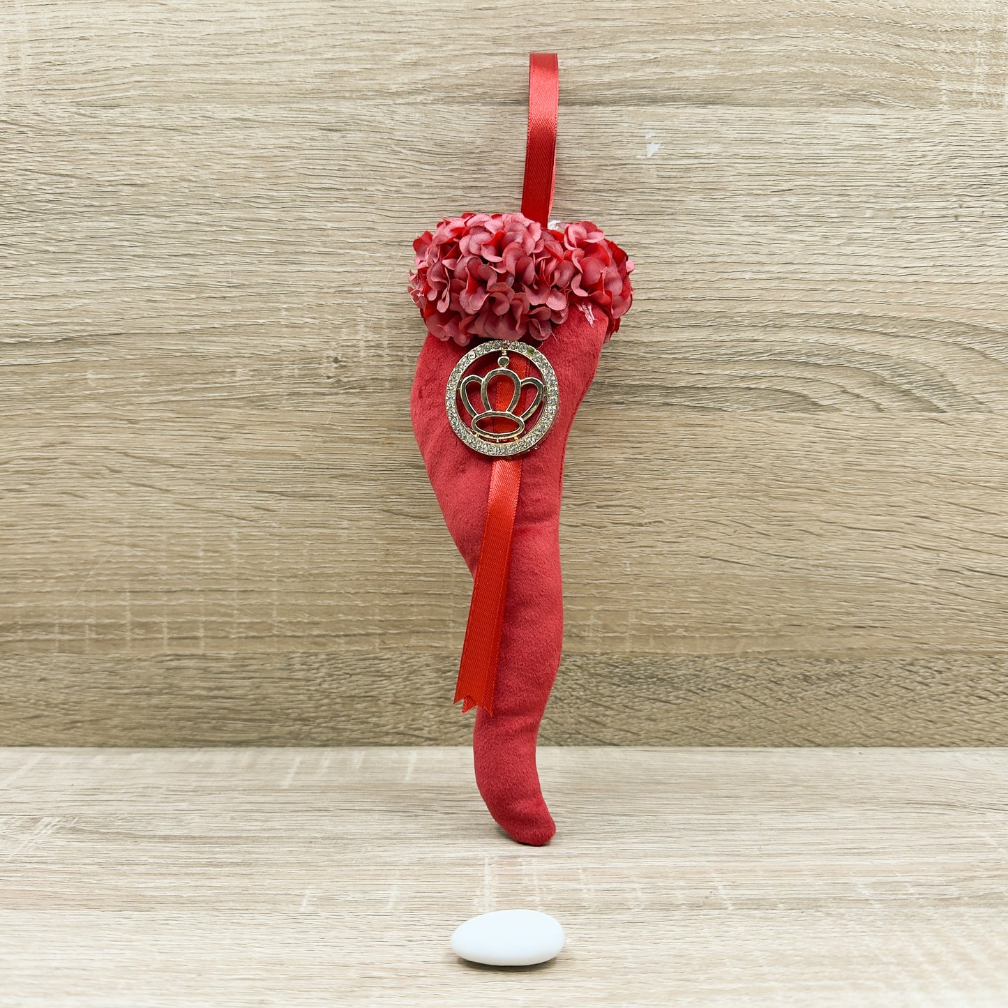 Corno Velluto Rosso Con Corona Linea Fortuna Orchidea Bomboniere