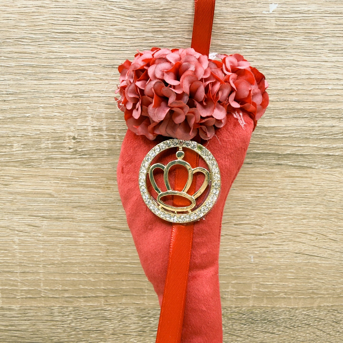 Corno Velluto Rosso Con Corona Linea Fortuna Orchidea Bomboniere