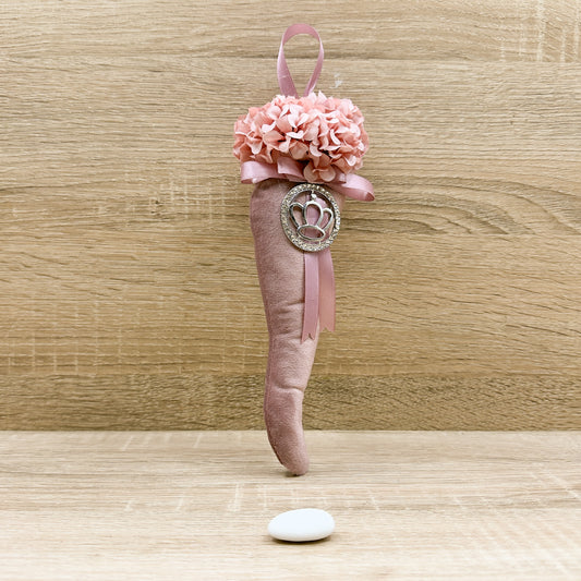 Corno Velluto Rosa Antico Con Corona Linea Fortuna Orchidea Bomboniere