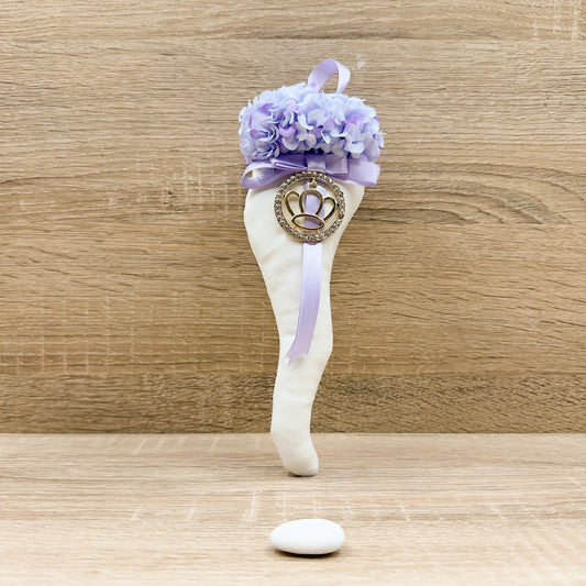 Corno Velluto Bianco Con Corona Linea Fortuna Orchidea Bomboniere