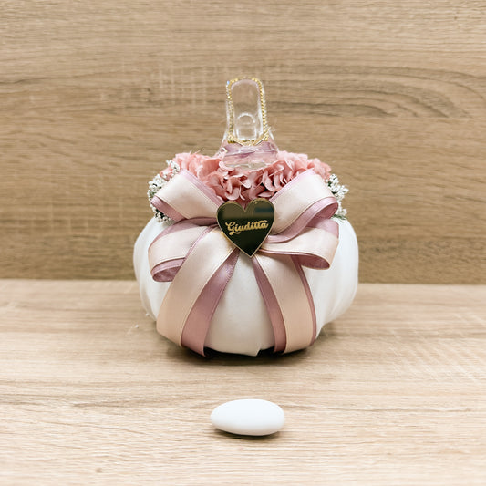 Sacchetto Tondo Con Scarpetta Di Cristallo Con Sali Profumati Orchidea Bomboniere