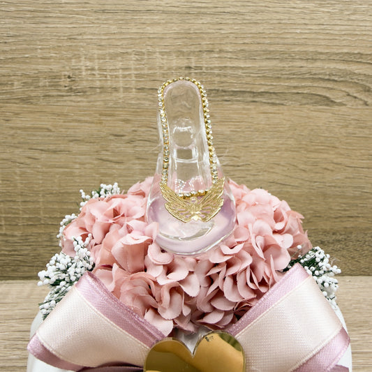 Sacchetto Tondo Con Scarpetta Di Cristallo Con Sali Profumati Orchidea Bomboniere