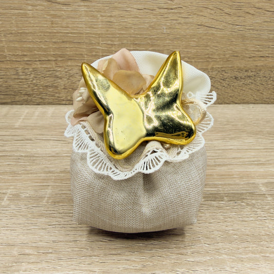 Sacchetto con Magnete Farfalla Oro