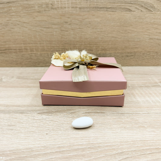 Scatolina Con Confetti E Candela Rosa Orchidea Bomboniere