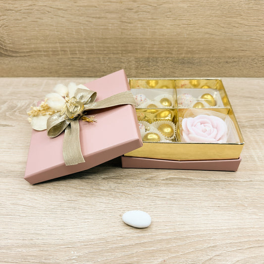 Scatolina Con Confetti E Candela Rosa Orchidea Bomboniere