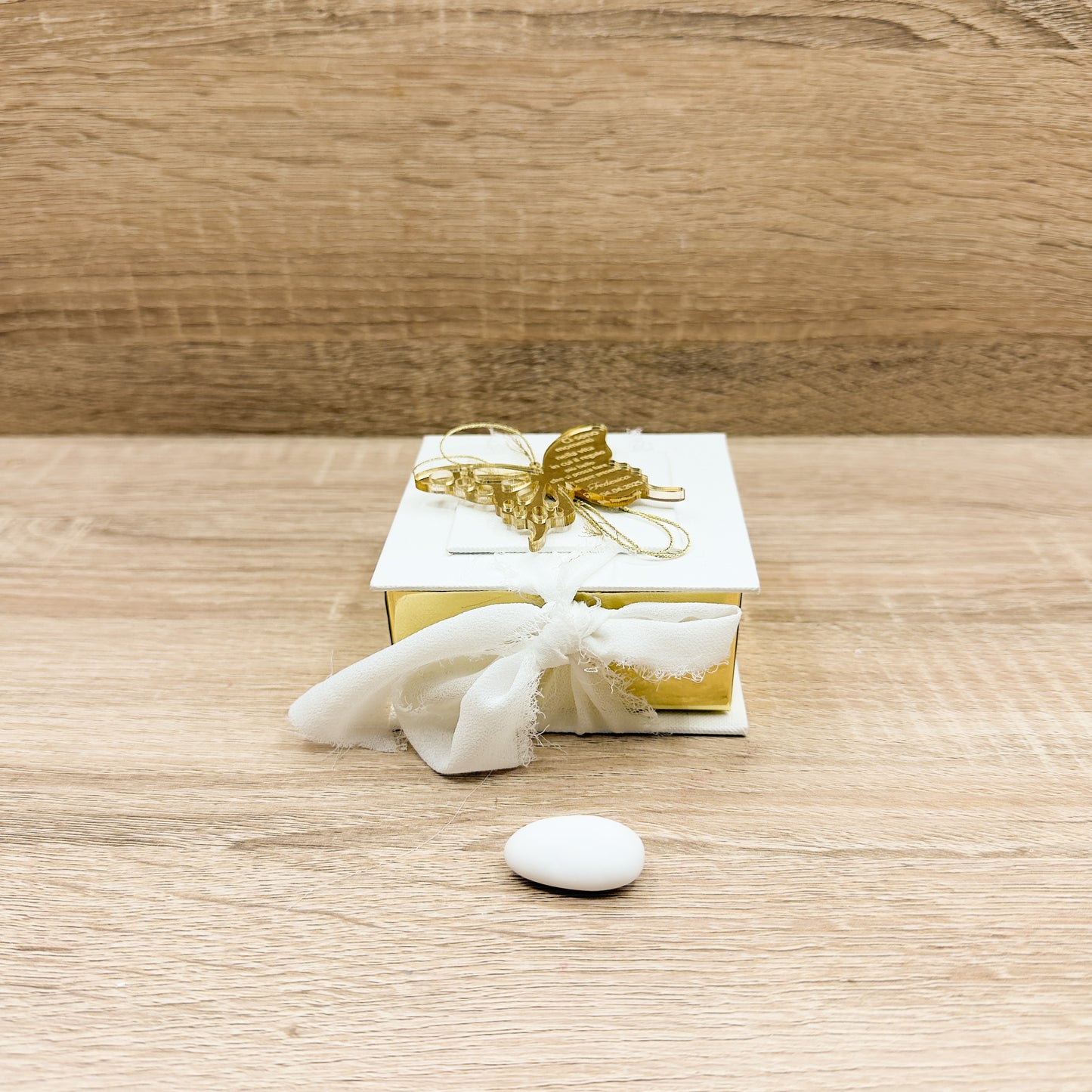 Scatolina Con Confetti E Candela Oro Orchidea Bomboniere