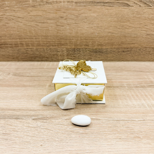 Scatolina Con Confetti E Candela Oro Orchidea Bomboniere