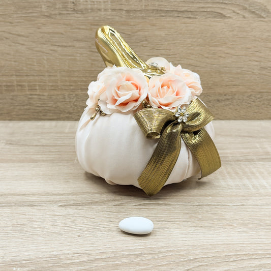 Sacchetto Tondo Con Scarpetta Oro Con Sali Profumati Orchidea Bomboniere