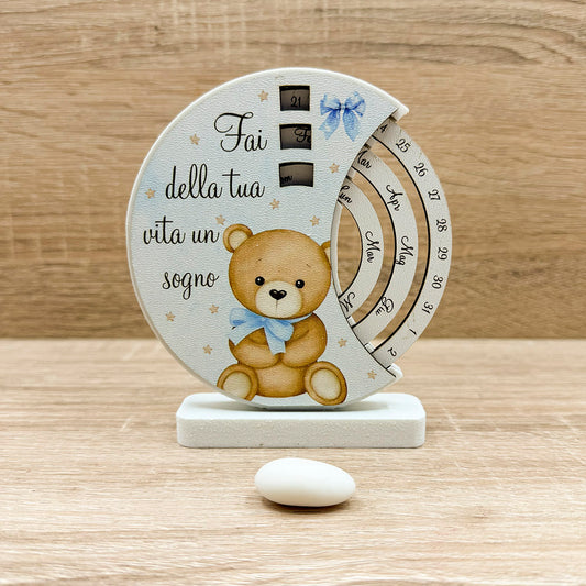 Calendario Orsetto con Fiocco Celeste Dolcicose