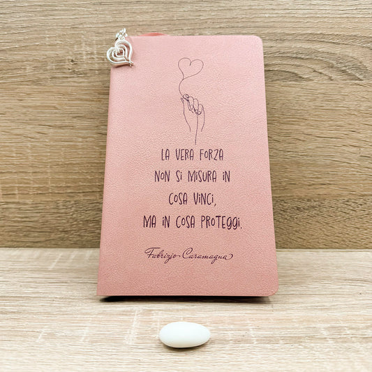 Blocco Note Rosa e Matita con Ciondolo Cuore Tabor