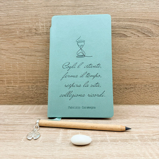 Blocco Note Celeste e Matita con Ciondolo Coccinella Tabor