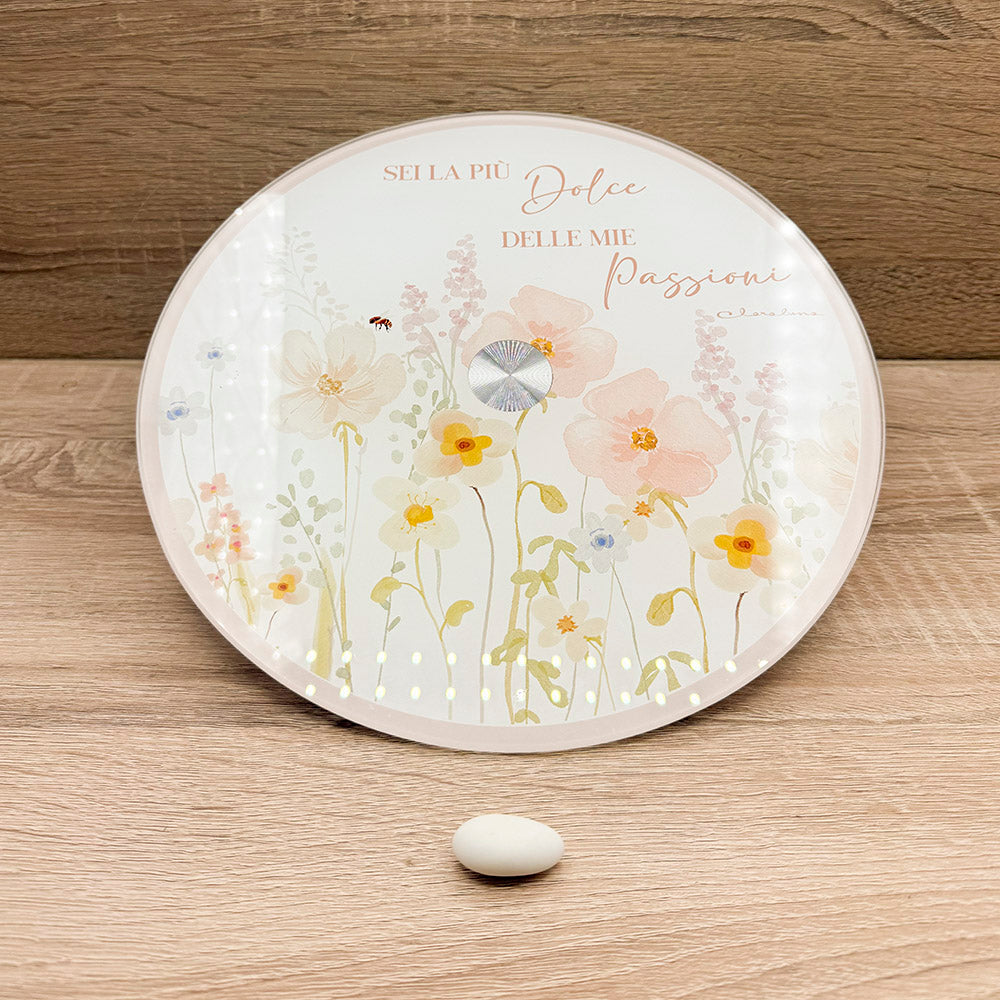 Vassoio Girevole Decoro Floreale Rosa Claraluna