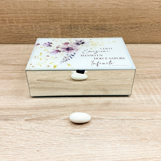 Scatola Porta Gioie Decoro Floreale Lilla Claraluna