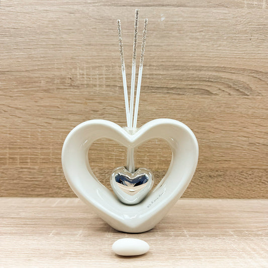 Profumatore Doppio Cuore Argento Claraluna