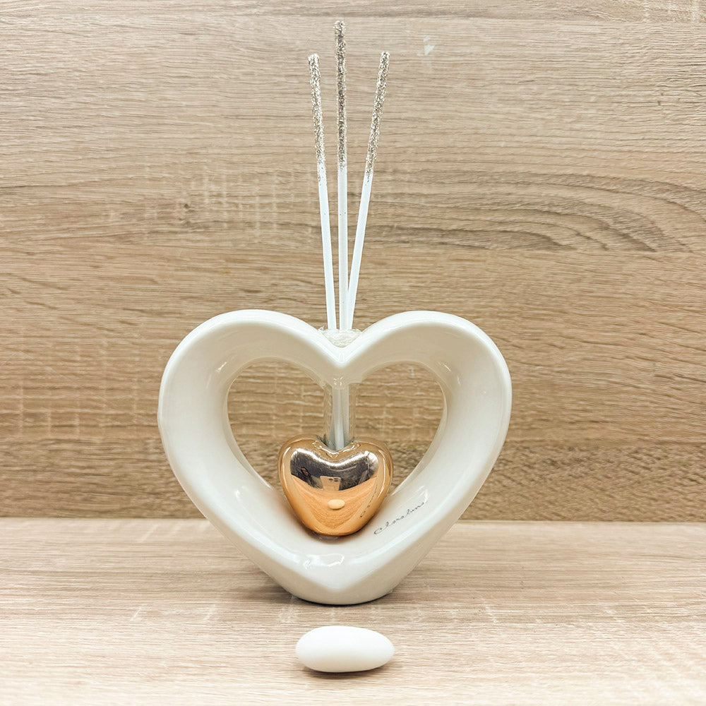 Profumatore Doppio Cuore Oro Rosa Claraluna