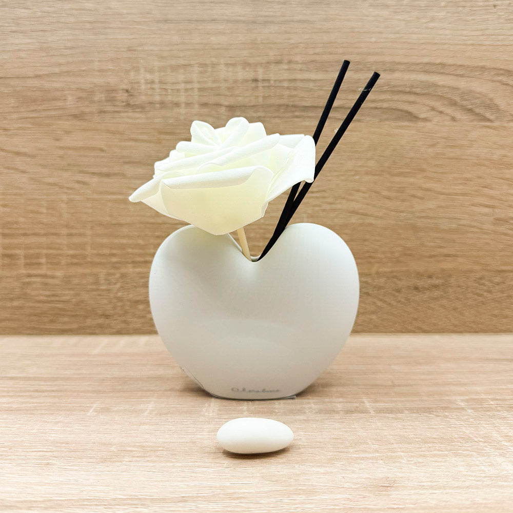 Profumatore Cuore Bianco Piccolo con Fiore Claraluna