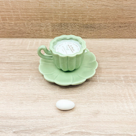 Candela in Tazza con Piattino Verde Claraluna