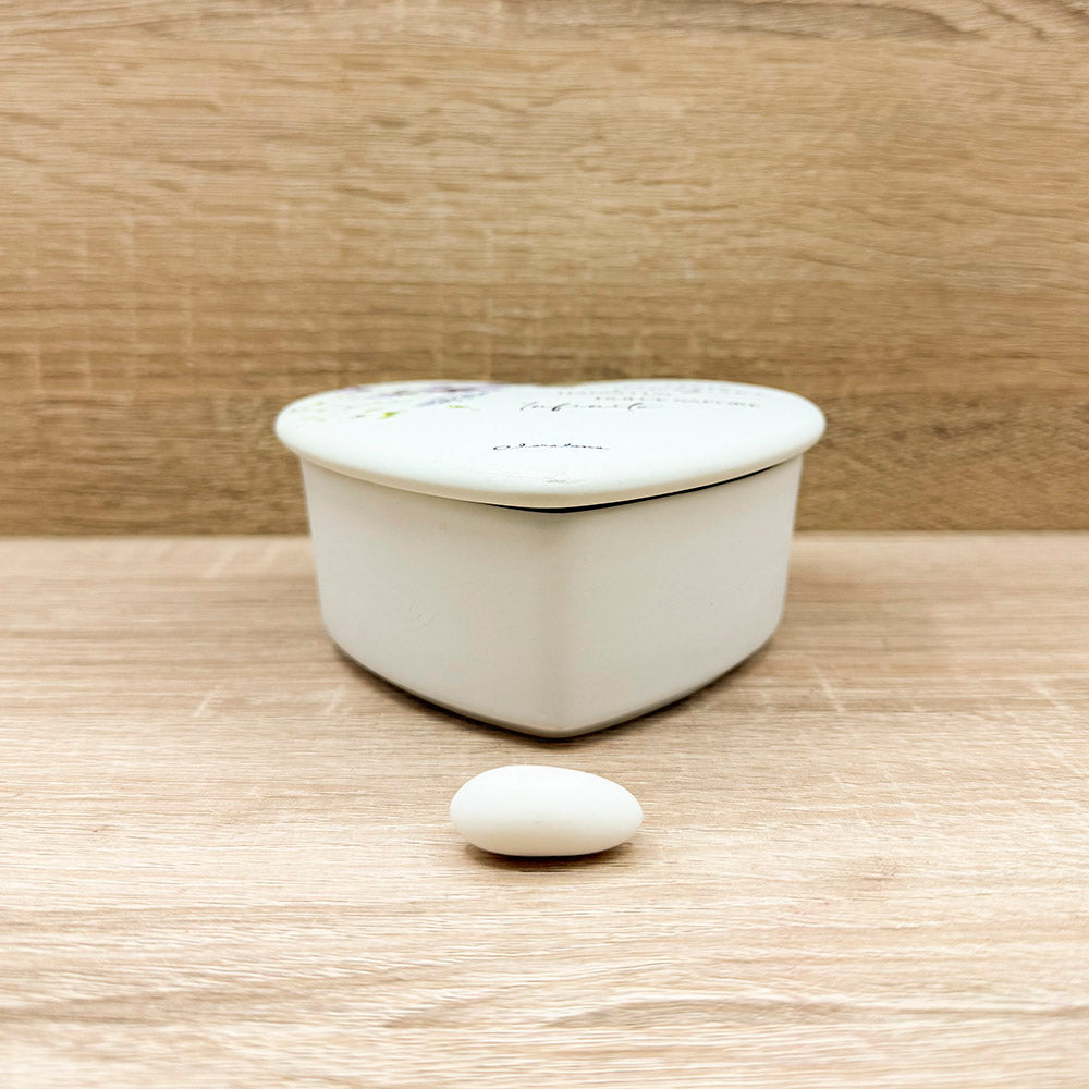 Scatola Cuore Decoro Floreale Lilla Claraluna