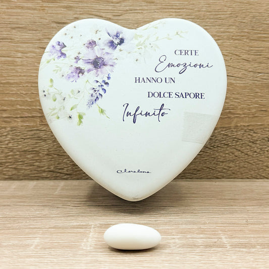 Scatola Cuore Decoro Floreale Lilla Claraluna