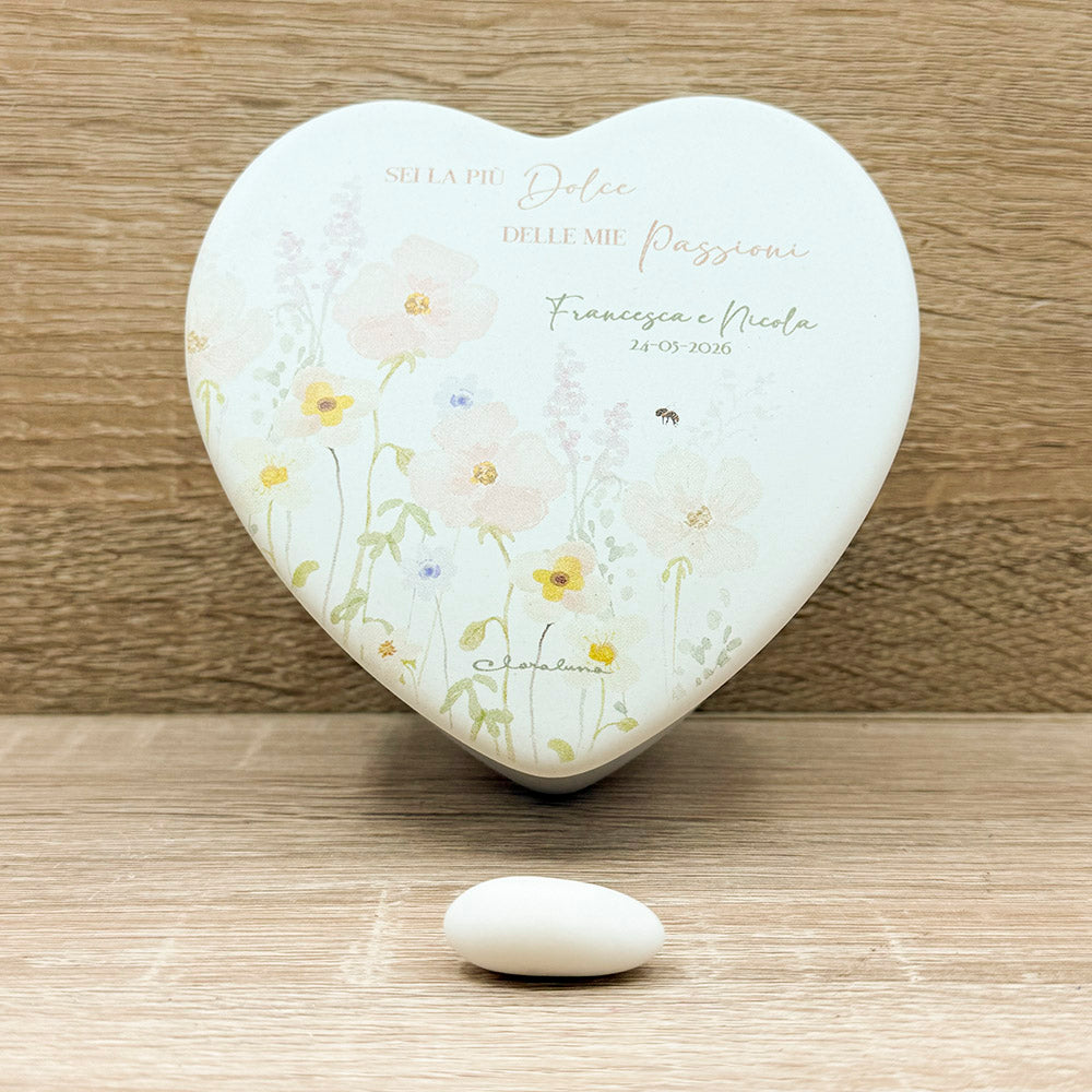 Scatola Cuore Decoro Floreale Rosa Claraluna