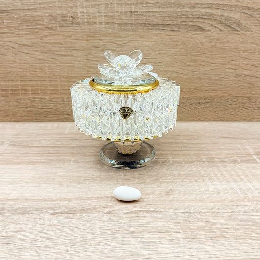 Portagioie in Cristallo con Fiore Orchidea Bomboniere