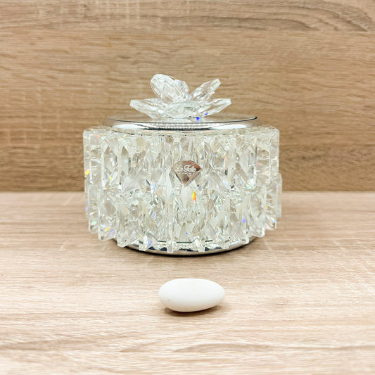 Portagioie in Cristallo Tondo con Candela Orchidea Bomboniere