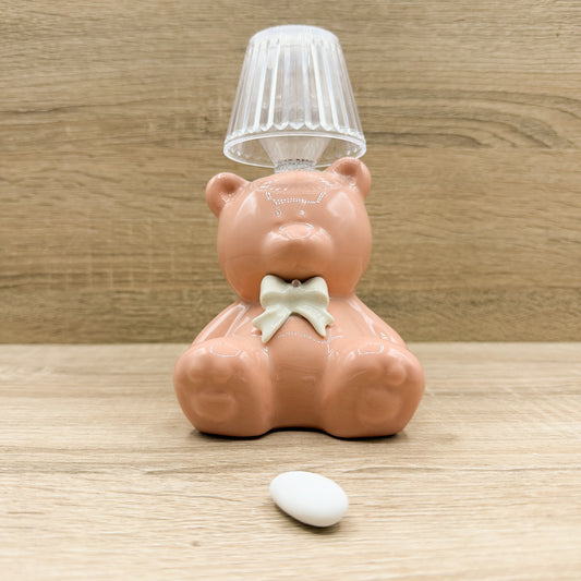 Lampada Salvadanaio Orsetto Rosa Orchidea Bomboniere